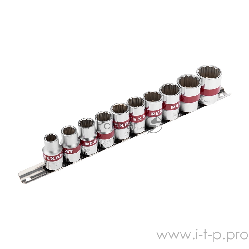 Набор торцевых головок REXANT 1/2, двенадцатигранные, CrV, 10 шт., 10-24 мм