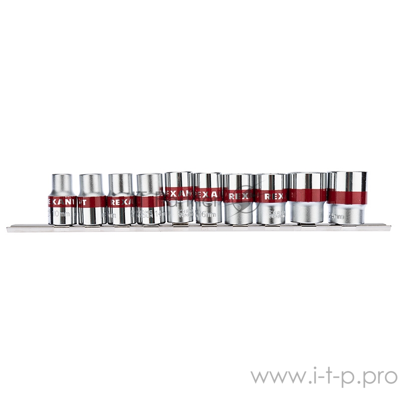 Набор торцевых головок REXANT 1/2, двенадцатигранные, CrV, 10 шт., 10-24 мм