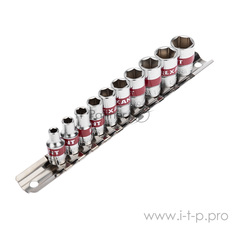 Набор торцевых головок REXANT 1/4, шестигранные, CrV, 10 шт., 4-13 мм