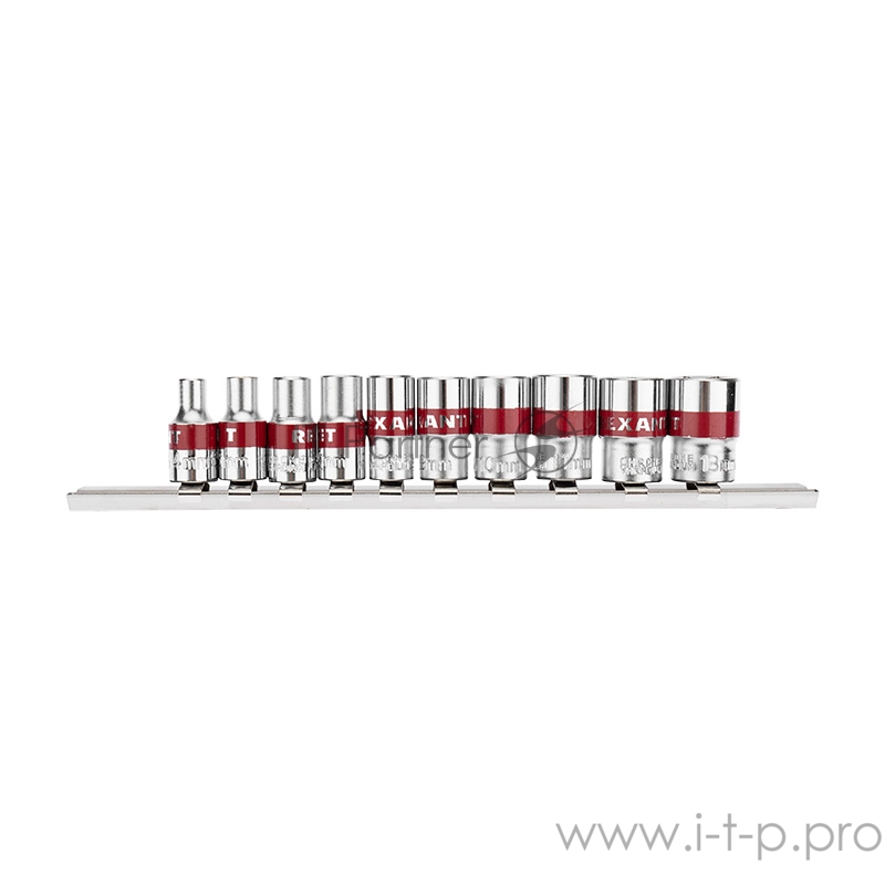 Набор торцевых головок REXANT 1/4, шестигранные, CrV, 10 шт., 4-13 мм