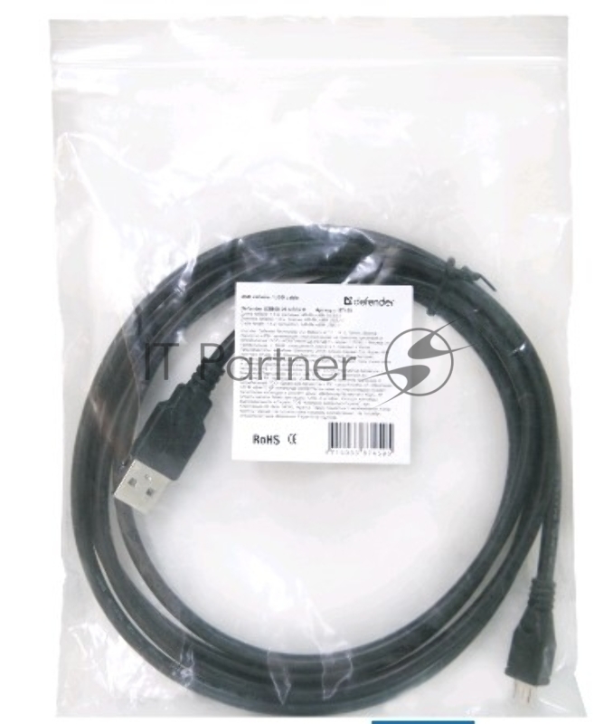 Кабель Defender USB08-06 USB 2.0 кабель для соед. USB 2.0 AM-MicroBM,1.8м, PolyBag (87459)