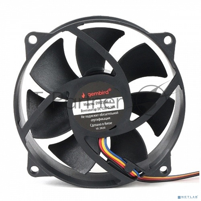 Вентилятор Gembird для корпуса 90x90x25, втулка, 4 pin, провод 30 см (D9025SM-4)