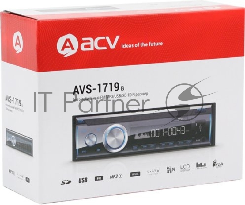 Автомагнитола ACV AVS-1719B 1DIN 4x45Вт