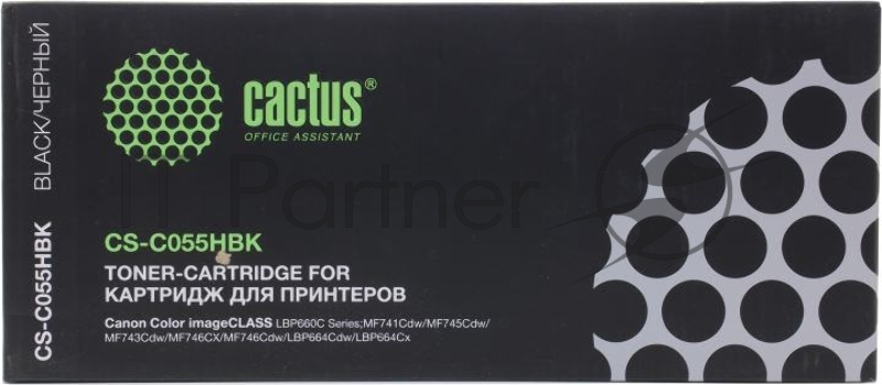 Картридж лазерный Cactus CS-C055HBK черный (7600стр.) для Canon LBP663Cdw/LBP664Cx/MF746Cx/MF7
