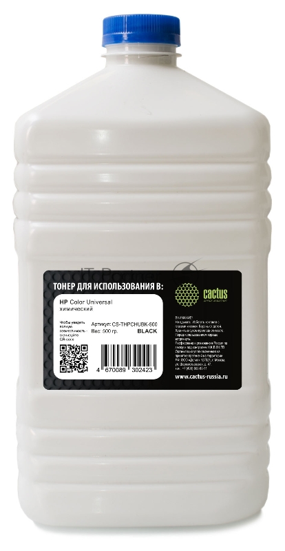 Тонер Cactus CS-THPCHUBK-500 черный флакон 500гр. для принтера HP Color Universal