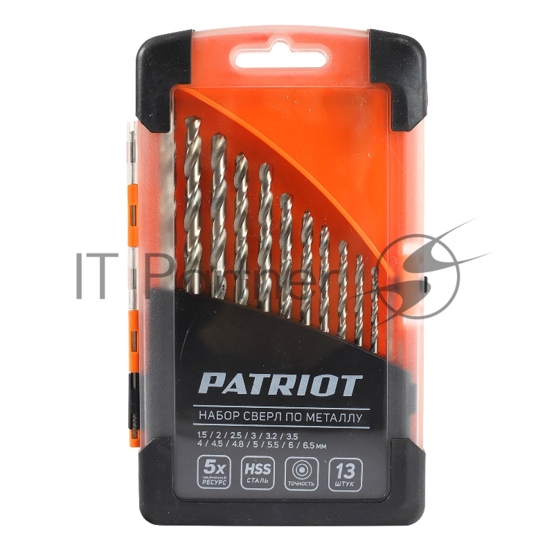 Набор сверл по металлу PATRIOT, быстрорежущая сталь, 13 шт: 1,5-6,5мм, в пластиковом боксе
