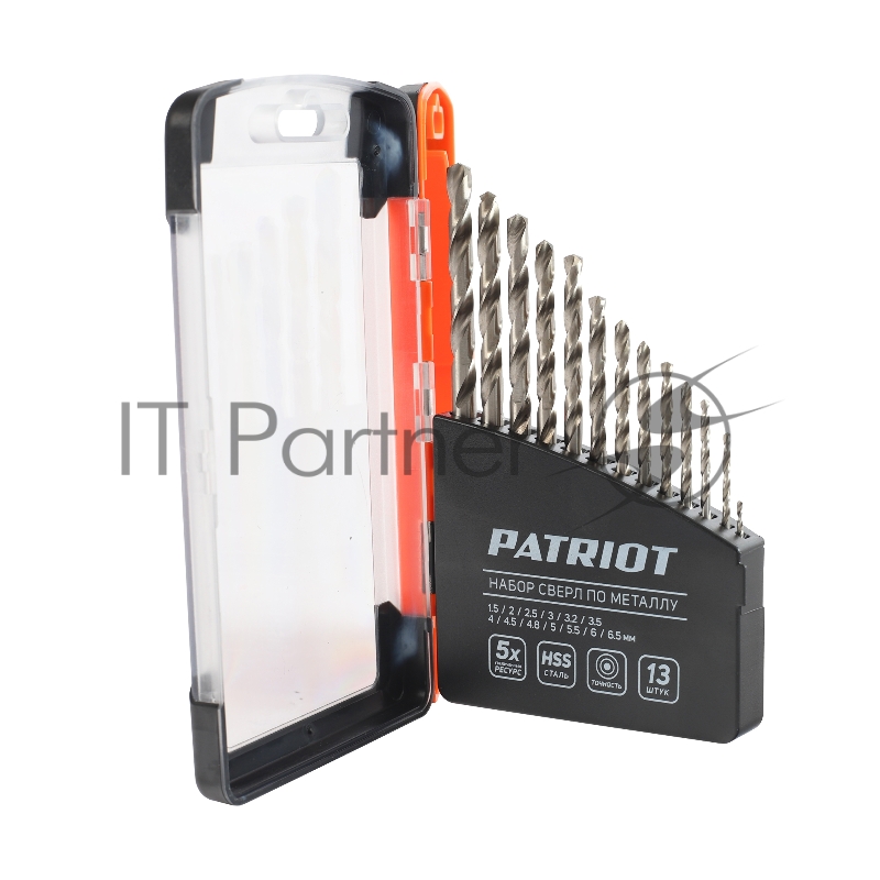 Набор сверл по металлу PATRIOT, быстрорежущая сталь, 13 шт: 1,5-6,5мм, в пластиковом боксе
