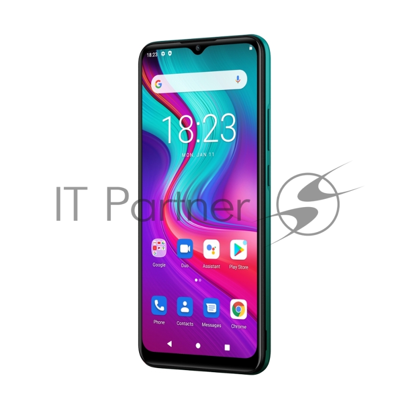 Смартфон Doogee Doogee X96 Pro Tropical Green, 16,56 см (6.52) 20:9 720x1600, 8x1,6 ГГц, 8 Core, 4GB RAM, 64GB, up to 256GB flash, 13 МП+2 МП+2 МП+2 МП/8Mpix, 2 Sim, 2G, 3G, LTE, BT v4.2, Wi-Fi, GPS, Micro-USB, 5400 мА·ч, Android 11, 198g, 165,2 ммx7