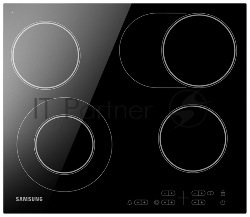 Встраиваемая электрическая варочная панель Samsung NZ64T3516AK/WT, 55 х 575 х 505 мм, стеклокерамика, скошенный край, черный