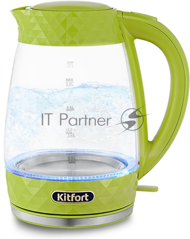 Чайник электрический Kitfort KT-6123-2 2л. 2200Вт салатовый (корпус: стекло)