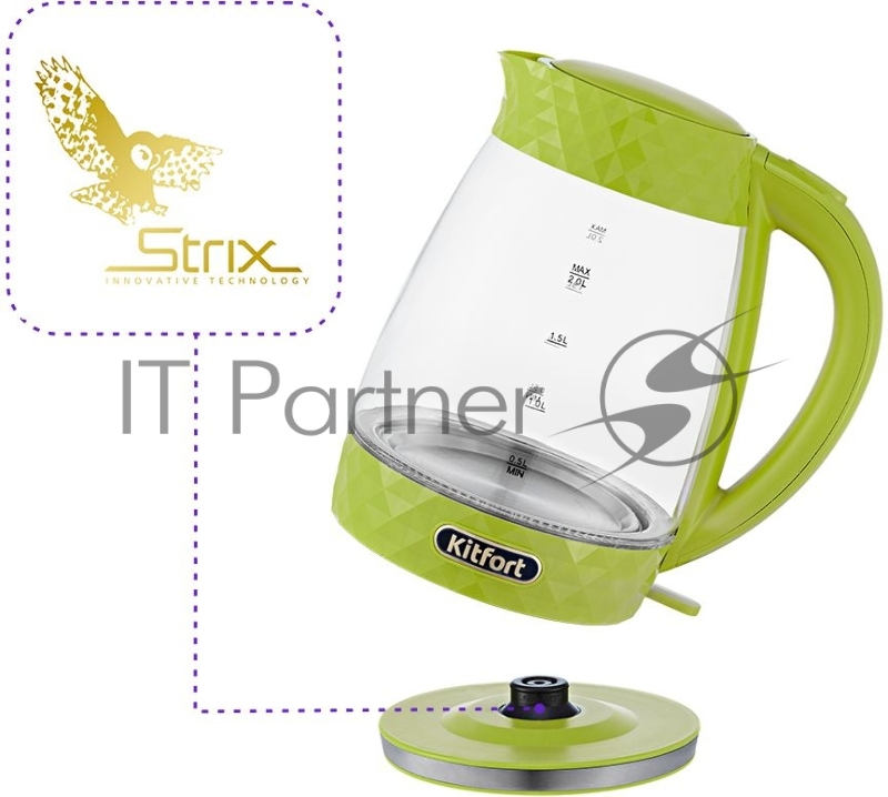 Чайник электрический Kitfort KT-6123-2 2л. 2200Вт салатовый (корпус: стекло)