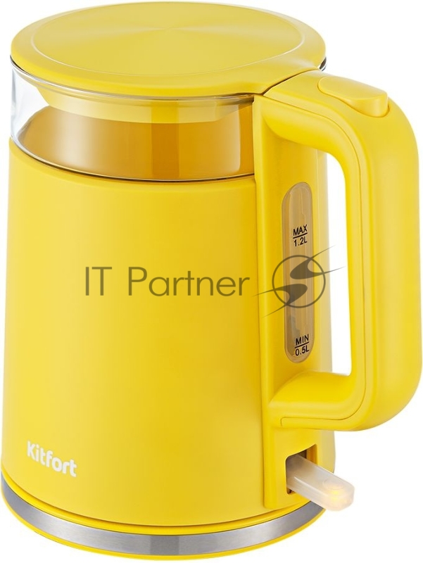 Чайник электрический Kitfort KT-6124-5 1.2л. 2200Вт желтый (корпус: пластик)