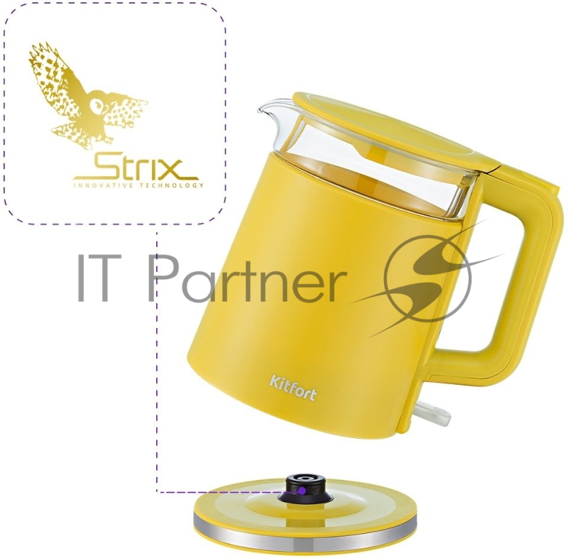Чайник электрический Kitfort KT-6124-5 1.2л. 2200Вт желтый (корпус: пластик)