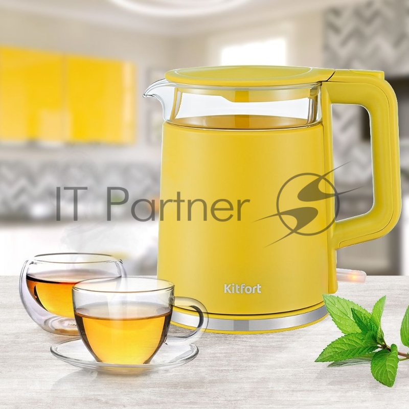 Чайник электрический Kitfort KT-6124-5 1.2л. 2200Вт желтый (корпус: пластик)