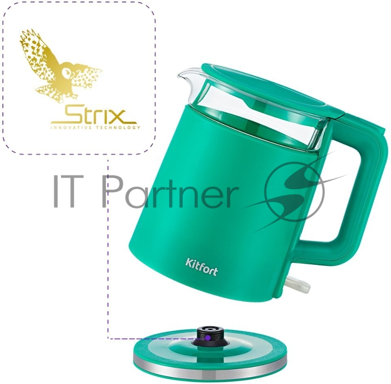 Чайник электрический Kitfort KT-6124-3 1.2л. 2200Вт бирюзовый (корпус: пластик)