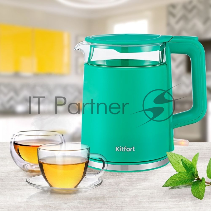 Чайник электрический Kitfort KT-6124-3 1.2л. 2200Вт бирюзовый (корпус: пластик)