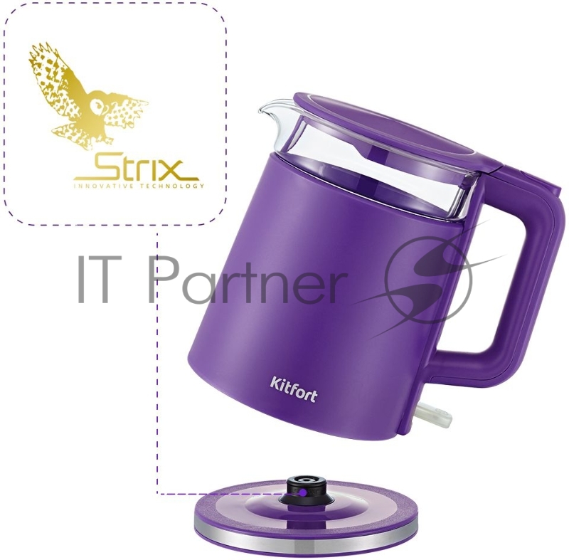 Чайник электрический Kitfort KT-6124-1 1.2л. 2200Вт фиолетовый (корпус: пластик)