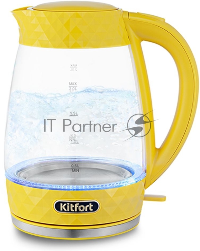 Чайник электрический Kitfort KT-6123-5 2л. 2200Вт желтый (корпус: стекло)