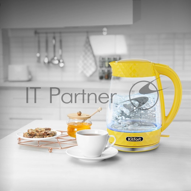 Чайник электрический Kitfort KT-6123-5 2л. 2200Вт желтый (корпус: стекло)