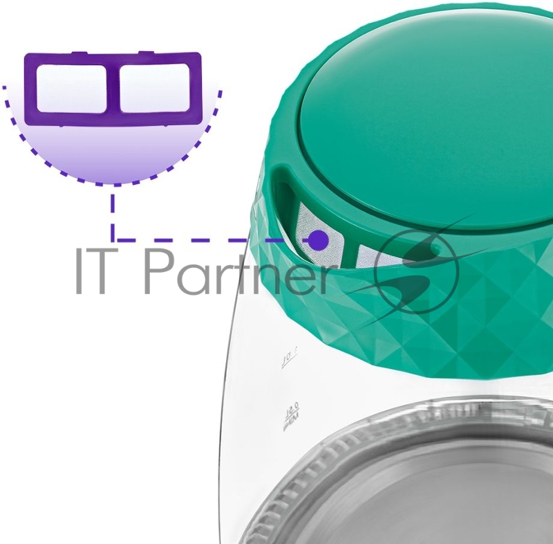 Чайник электрический Kitfort KT-6123-3 2л. 2200Вт бирюзовый (корпус: стекло)