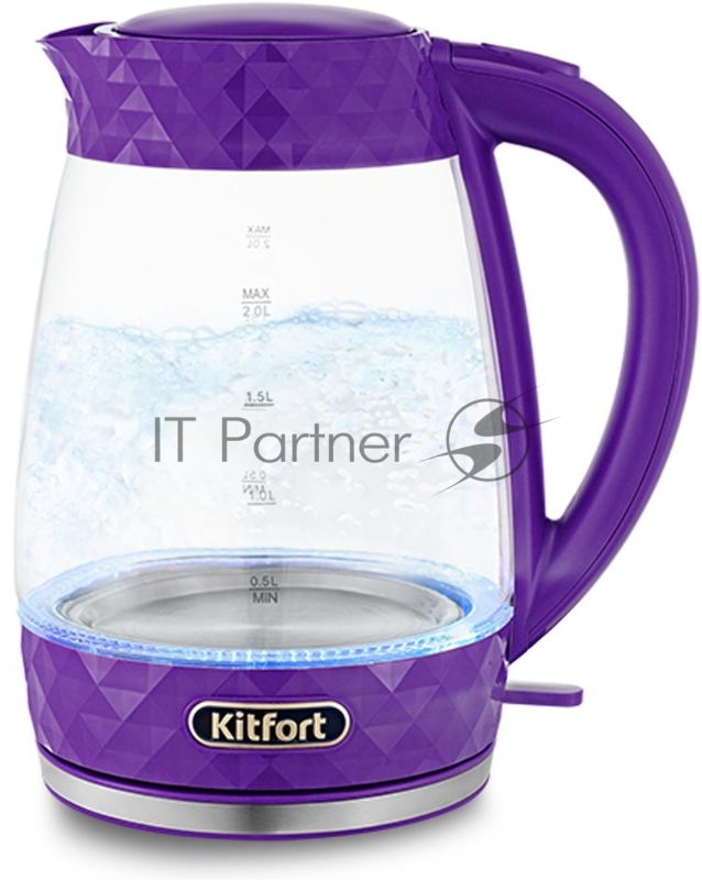Чайник электрический Kitfort KT-6123-1 2л. 2200Вт фиолетовый (корпус: стекло)