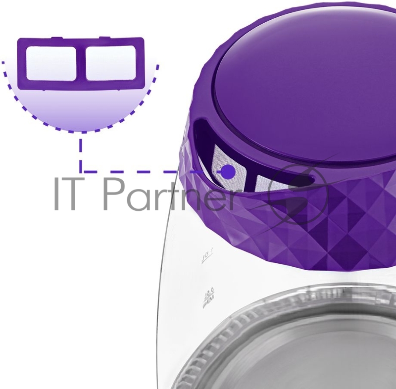 Чайник электрический Kitfort KT-6123-1 2л. 2200Вт фиолетовый (корпус: стекло)