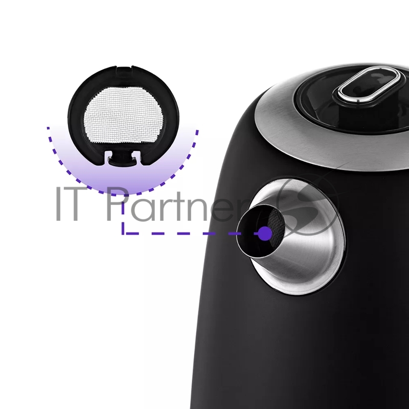 Чайник электрический Kitfort KT-6121-1 1.7л. 2200Вт черный (корпус: нержавеющая сталь/пластик)