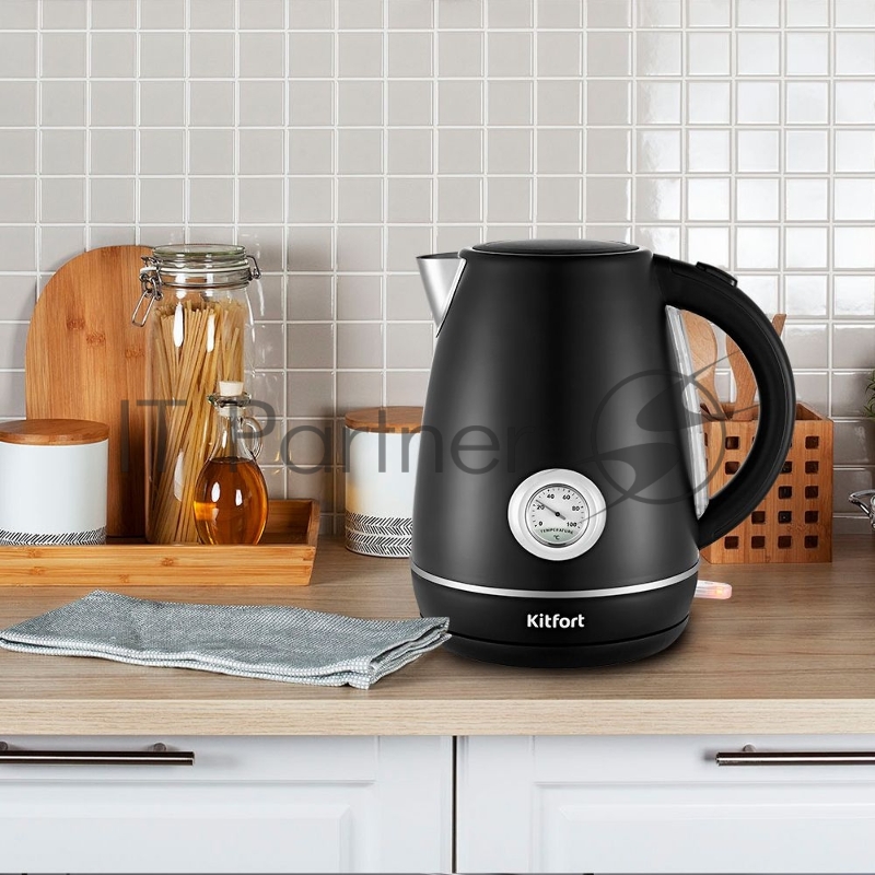 Чайник электрический Kitfort KT-6122 1.7л. 2200Вт черный (корпус: нержавеющая сталь/пластик)