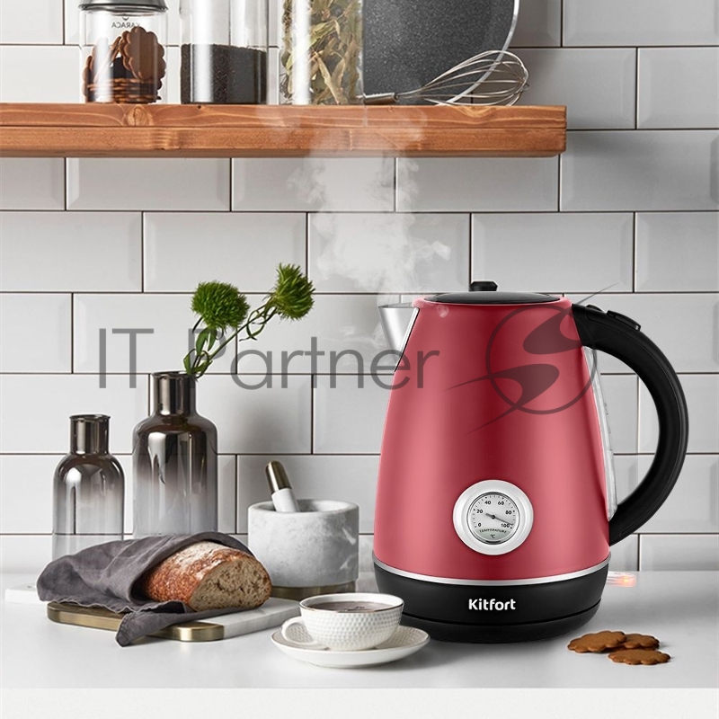 Чайник электрический Kitfort KT-6122 1.7л. 2200Вт черный (корпус: нержавеющая сталь/пластик)