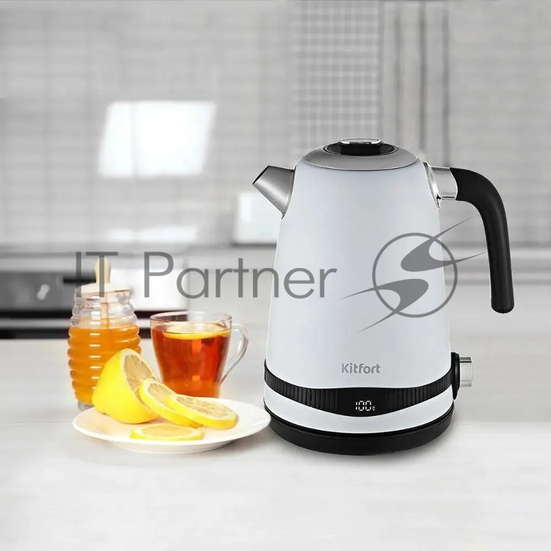 Чайник электрический Kitfort KT-6121-2 1.7л. 2200Вт белый (корпус: нержавеющая сталь/пластик)
