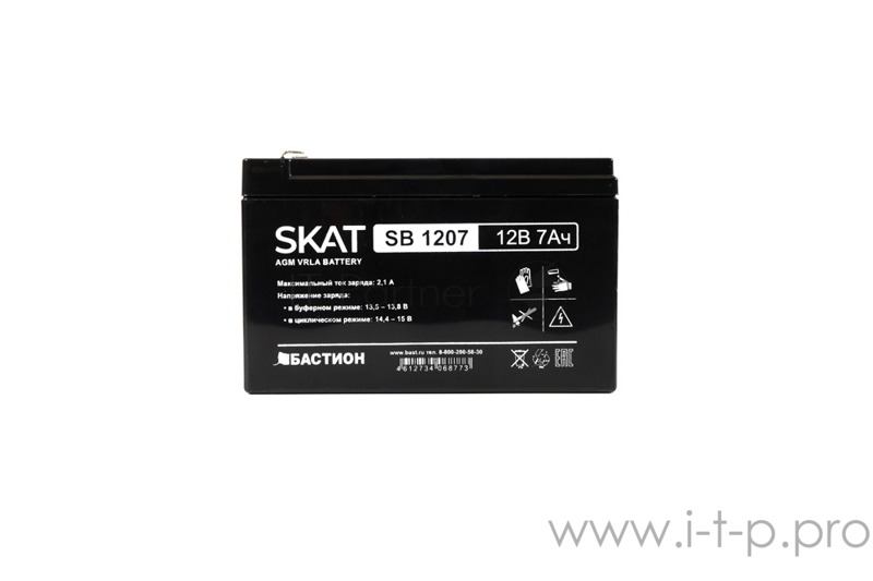 Аккумулятор свинцово-кислотный SKAT SB 1207, 12В, 7Ач