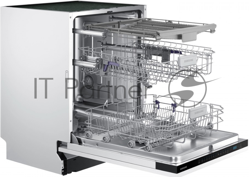 Посудомоечная машина Samsung DW60M6050BB/WT, ширина 60 см, встраиваемая, 14 комплектов посуды, сенсорное управление, 7 программ, аква-стоп, датчик протечки