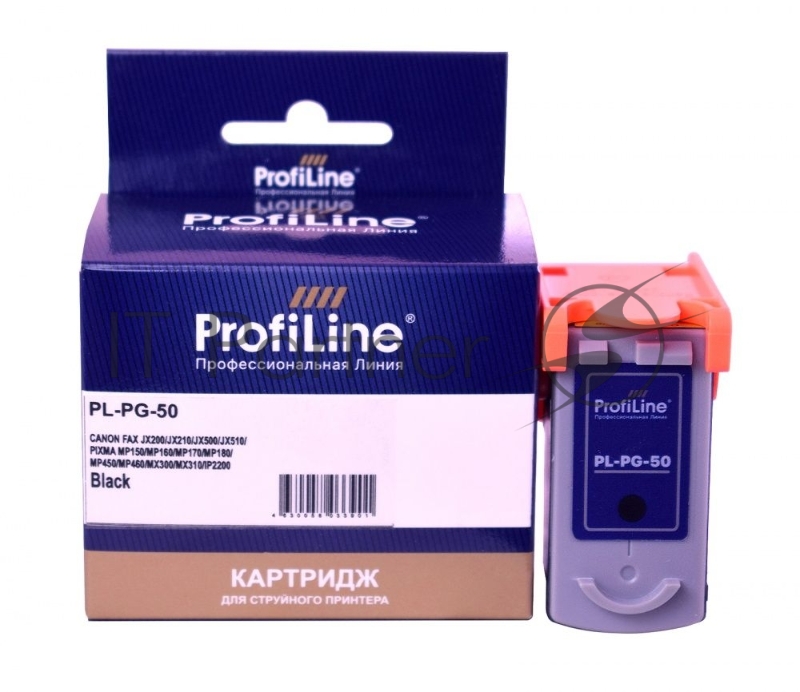 Струйный картридж PL-PG-50 для принтеров CANON FAX JX200/JX210/JX500/JX510/PIXMA MP150/MP160/MP170/MP180/MP450/ с чернилами Black ProfiLine