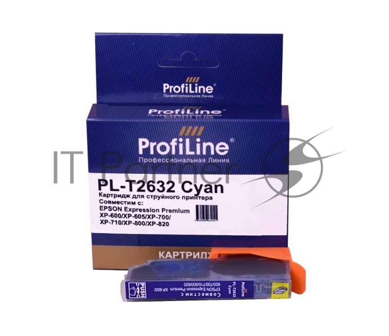 Струйный картридж PL-T2632 для принтеров EPSON Expression Premium XP-600/XP-605/XP-700/XP-710/XP с чернилами Cyan ProfiLine