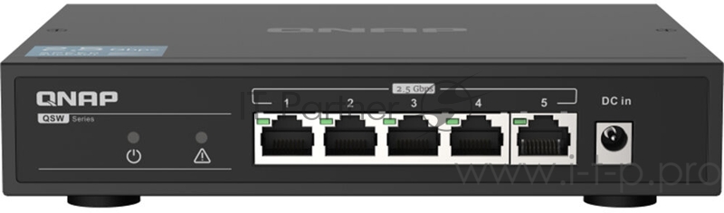 Коммутатор QNAP QSW-1105-5T 5-Port RJ-45 Unmanaged 2.5Gbps fanless switch, Switching Capacity 25Gbps