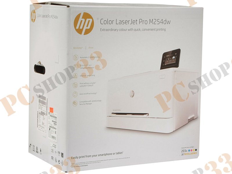 Цветной лазерный принтер HP Color LaserJet Pro M254dw A4, 600x600dpi, белый (USB2.0, LAN, WiFi)