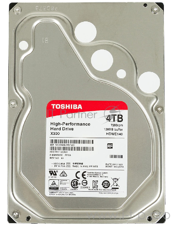 Жесткий диск 4TB Toshiba X300 (HDWE140EZSTA) {SATA 6.0Gb/s, 7200 rpm, 128Mb buffer, 3.5