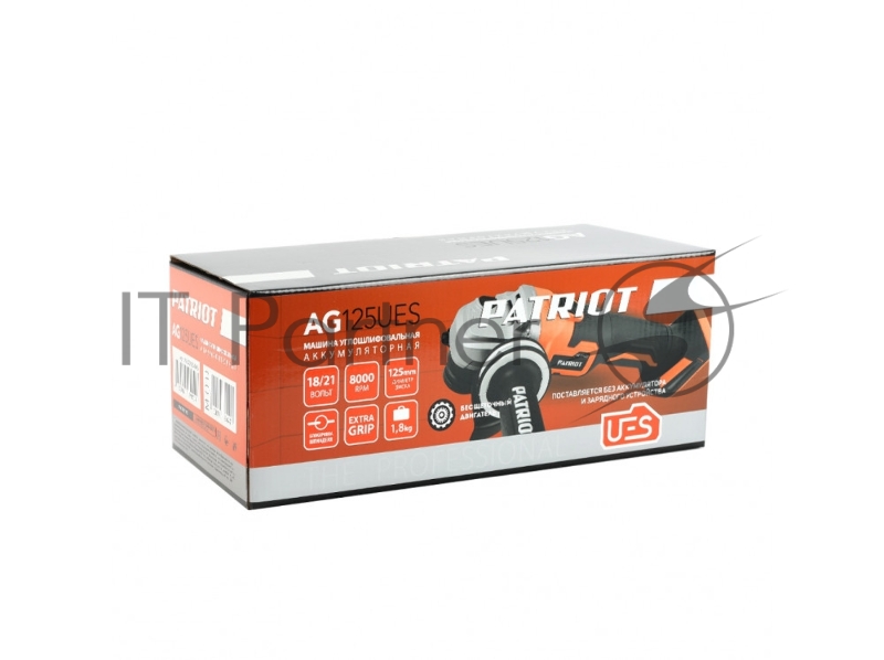 Машина углошлифовальная (УШМ) PATRIOT PATRIOT AG 125Li UES (Без ЗУ и АКБ) в коробке, двигатель: бесщёточный, 8000об/мин
