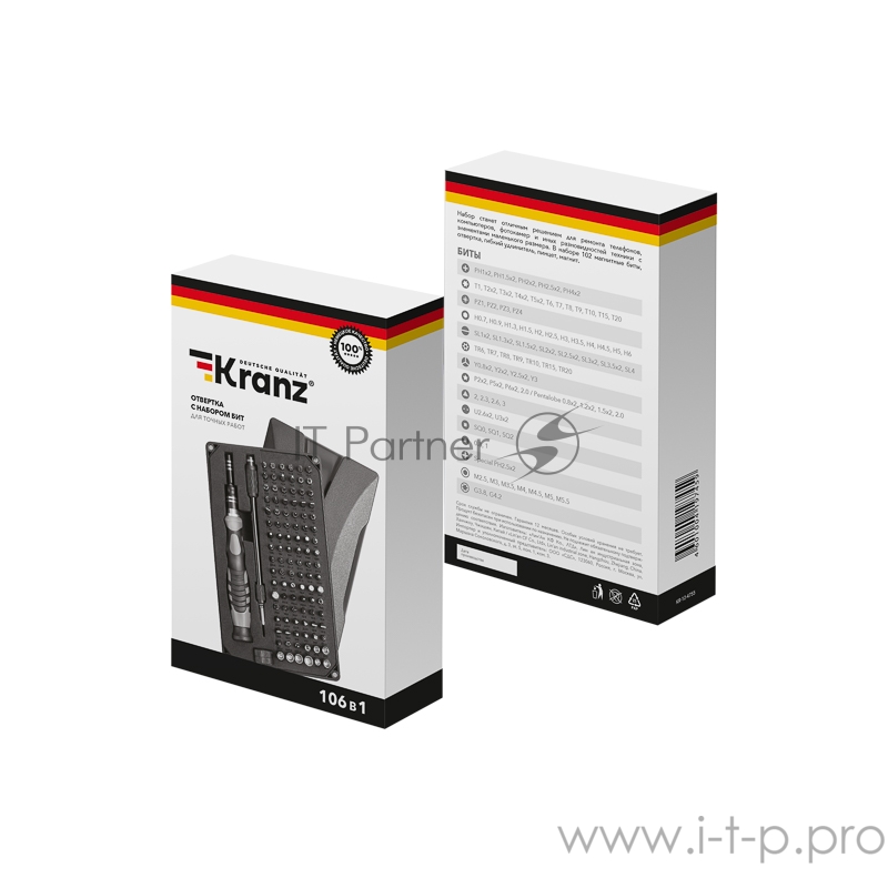 Набор отверток для точных работ KRANZ RA-05, 106 предметов