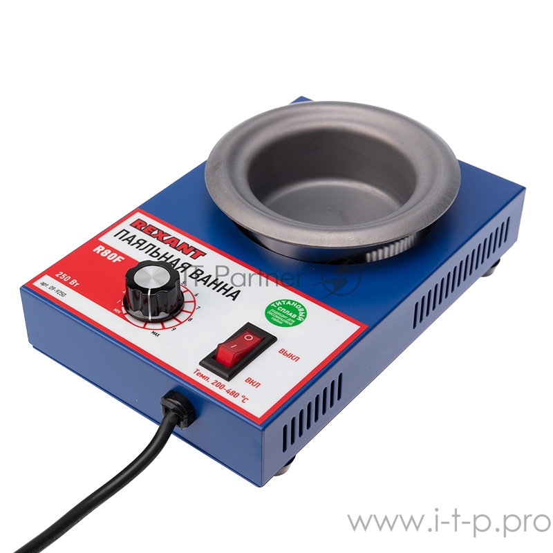 Паяльная ванна REXANT, модель R80F, 250 Вт, ø 80 мм, 200-480 °C, бессвинцовая