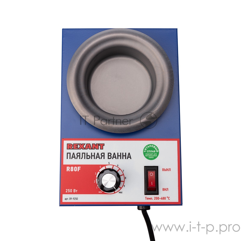 Паяльная ванна REXANT, модель R80F, 250 Вт, ø 80 мм, 200-480 °C, бессвинцовая