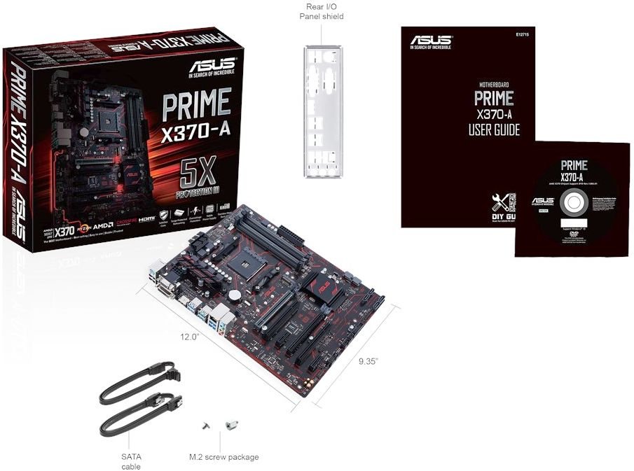 Материнская плата ASUS PRIME X370-A RTL 920MB0UN0-M0EAY0 {AM4,AMD x370Chiset, 4*DDR4 Support, 32Gb/S M.2onboard, USB3.1 Gen2, SATA 6Gb/S, LANGuard, EPU,DIGI+VRM, GBLaN, CFX, UEF BIOS, FAN xpet2+,l WIN10READY,5xProt}