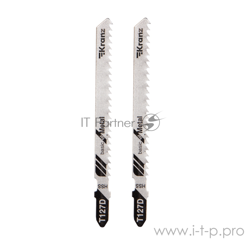 Пилка для электролобзика по мягкому металлу KRANZ T127D 100 мм 8 зубьев на дюйм 4-20 мм (2 шт./уп.)