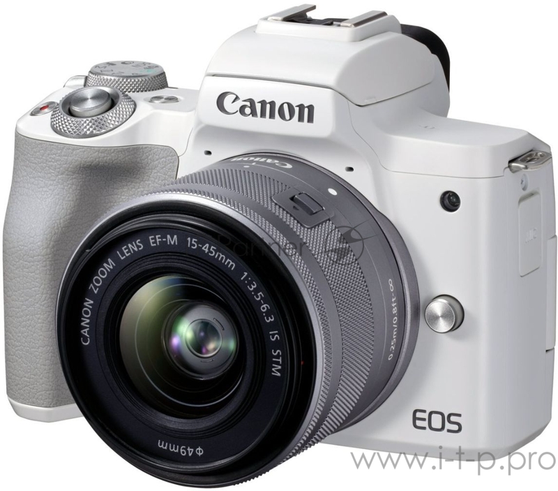 Фотоаппарат Canon EOS M50 Mark II белый 24.1Mpix 3 4K WiFi EF-M15-45 IS STM LP-E12 (с объективом)
