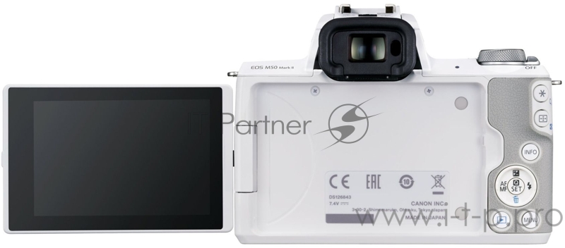 Фотоаппарат Canon EOS M50 Mark II белый 24.1Mpix 3 4K WiFi EF-M15-45 IS STM LP-E12 (с объективом)