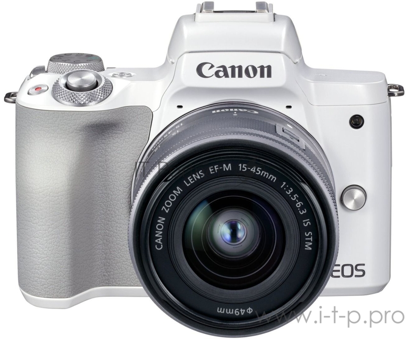 Фотоаппарат Canon EOS M50 Mark II белый 24.1Mpix 3 4K WiFi EF-M15-45 IS STM LP-E12 (с объективом)