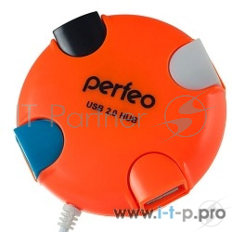 Контроллер Perfeo USB-HUB 4 Port, (PF-VI-H020 Orange) оранжевый