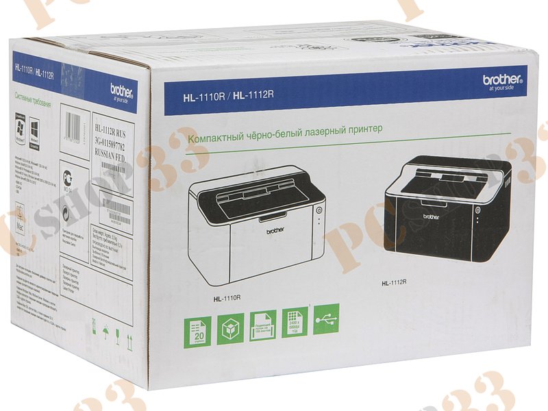 Лазерный принтер Brother HL-1112R A4, 2400x600dpi, черный (USB2.0)