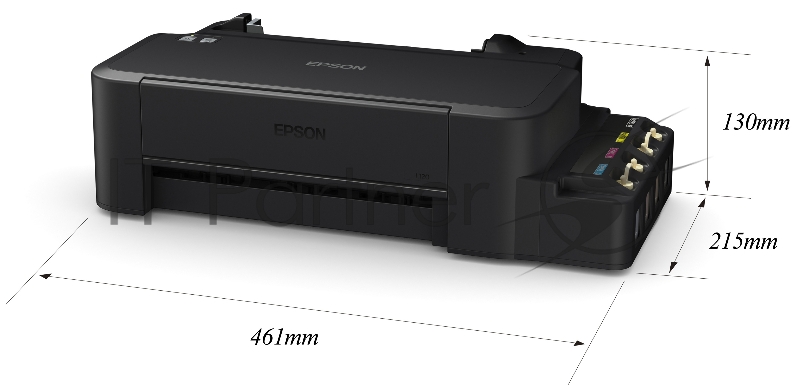 Принтер Epson L120, 4-цветный струйный СНПЧ A4, 8.5 (4.5 цв) стр/мин, 720x720 dpi, подача: 50 лист., USB (старт.чернила - около 2000 ч/б стр, 3500 цв. стр., без учета первой прокачки)