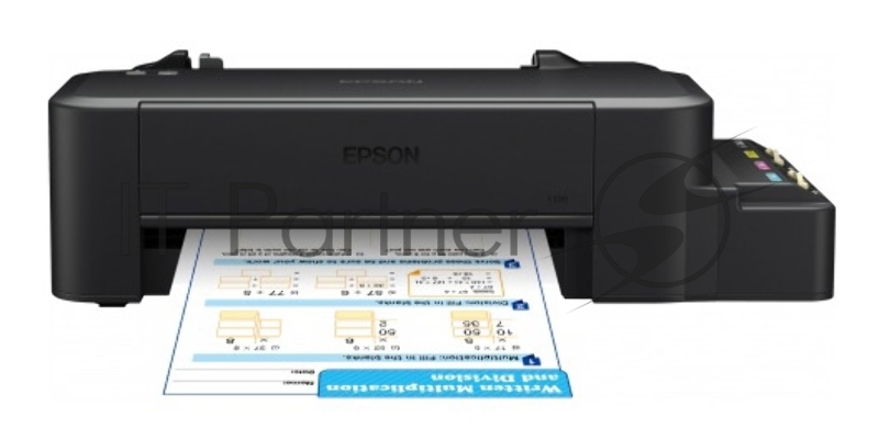 Принтер Epson L120, 4-цветный струйный СНПЧ A4, 8.5 (4.5 цв) стр/мин, 720x720 dpi, подача: 50 лист., USB (старт.чернила - около 2000 ч/б стр, 3500 цв. стр., без учета первой прокачки)